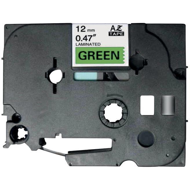 Ref. 76185, Rechage TZE noir sur vert 12mm x 8m compatible, marque LAMA