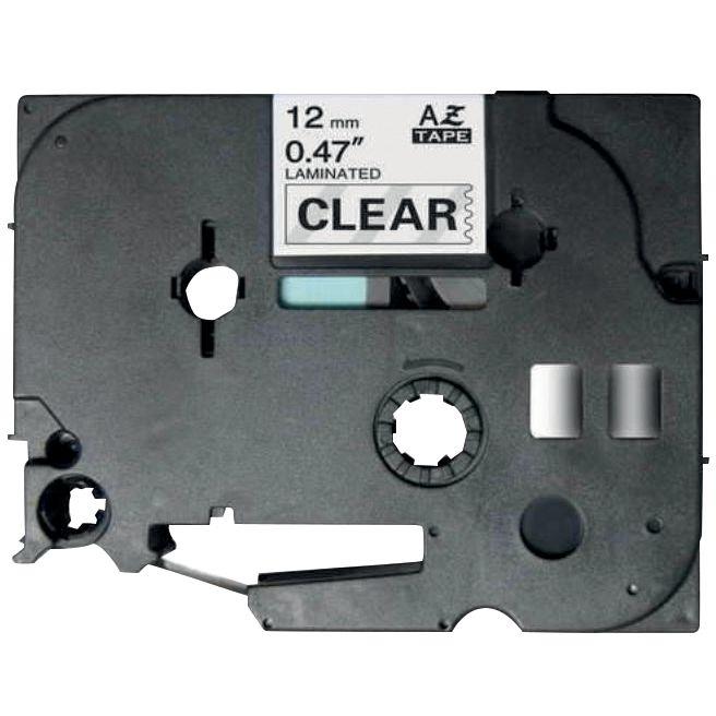 Ref. 76189, Recharge TZE noir sur transparent 12mm x 8m compatible, marque LAMA