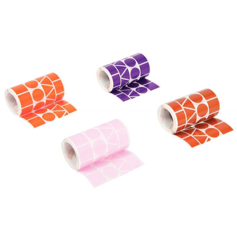 Image de  Lot de 4 rouleaux de maxi gommettes géométriques adhésives, couleurs pop assorties 