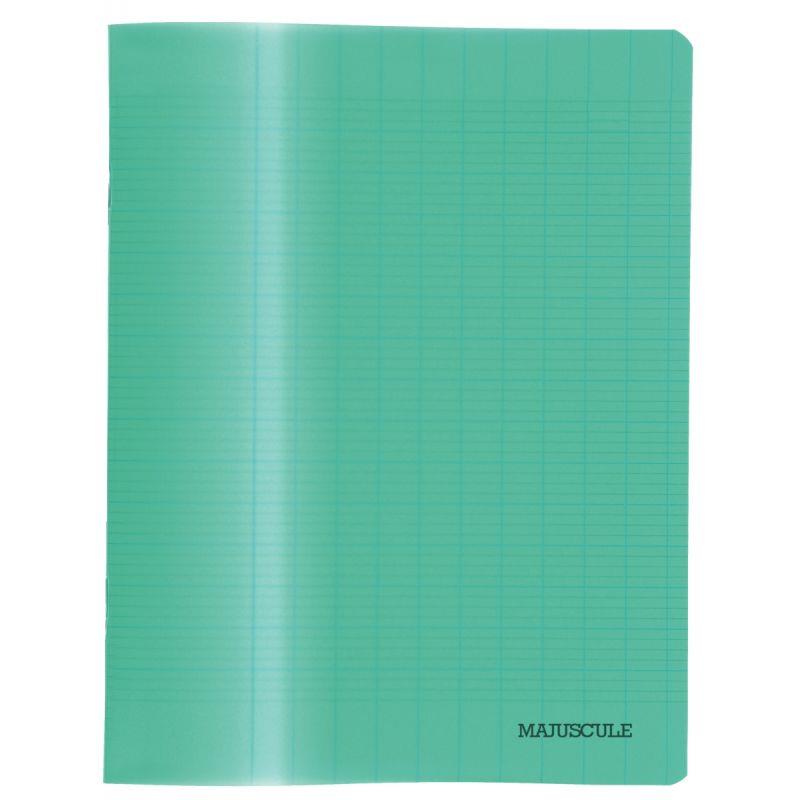 Image de  Cahier d''apprentissage MAJUSCULE 17x22 cm, piqûre 32 pages, seyès 3mm, couverture PP vert 
