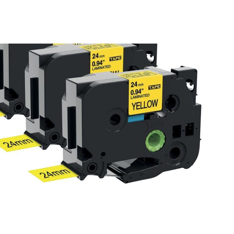 Ref. 76704, Recharge TZE noir sur jaune 24mm compatible, marque LAMA