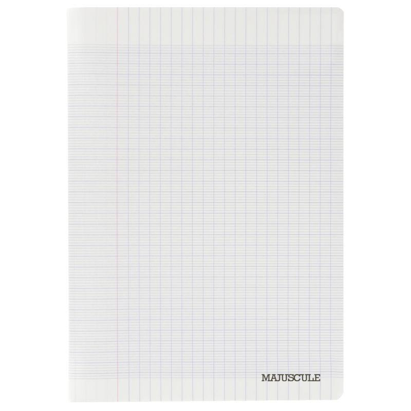 Image de  Piqûre 96 pages MAJUSCULE, format 17x22 cm, seyès 90g, couverture polypropylène incolore 