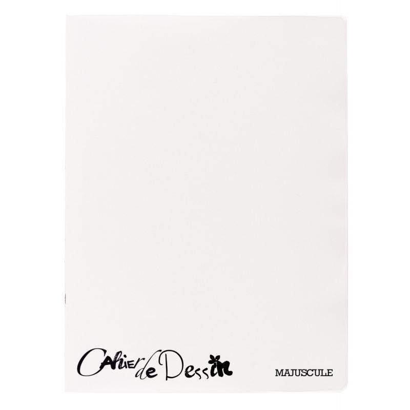 Image de  Cahier de dessin MAJUSCULE, piqûre 32 pages, format 17x22 cm, uni 90g, couverture PP incolore 