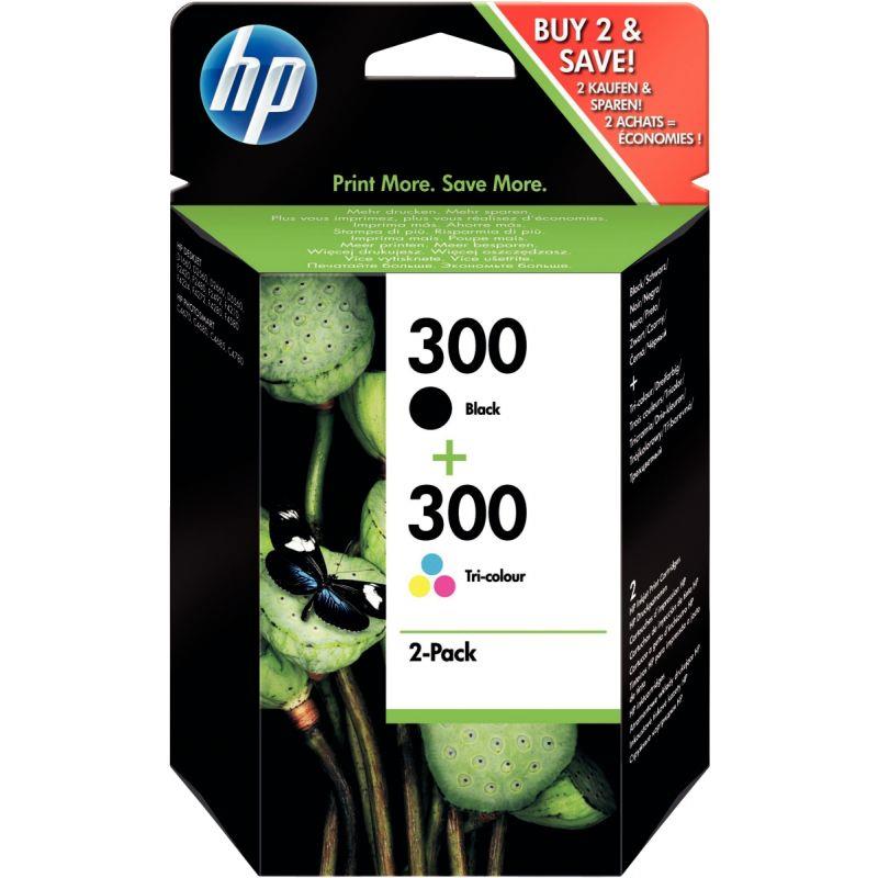Image de  HP 300 pack de 2 cartouches d''encre noire et trois couleurs authentiques (CN637EE) 