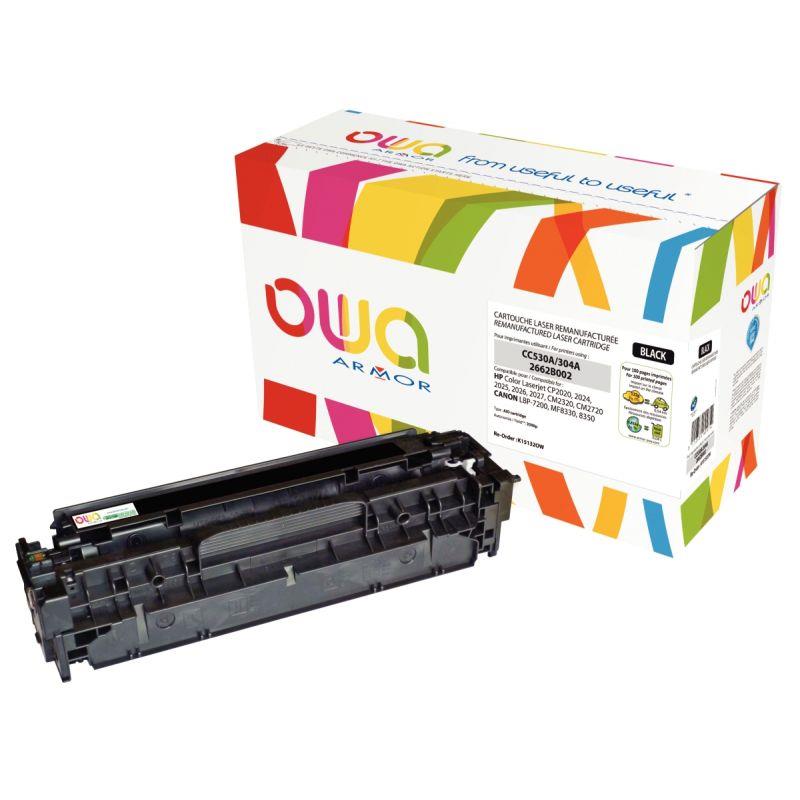 Image de  OWA cartouche laser noire remanufacturée compatible Canon 718 et HP 304A (CC530A) 