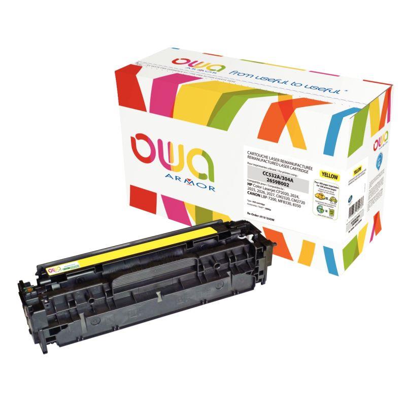 Image de  OWA cartouche laser jaune remanufacturée compatible Canon 718 HP 304A (CC532A) 