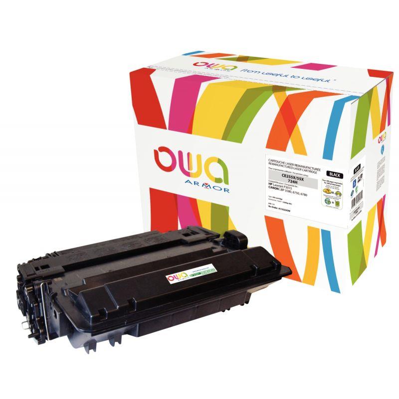 Image de  OWA cartouche laser noire haute capacité remanufacturée compatible HP 55X (CE255X) 