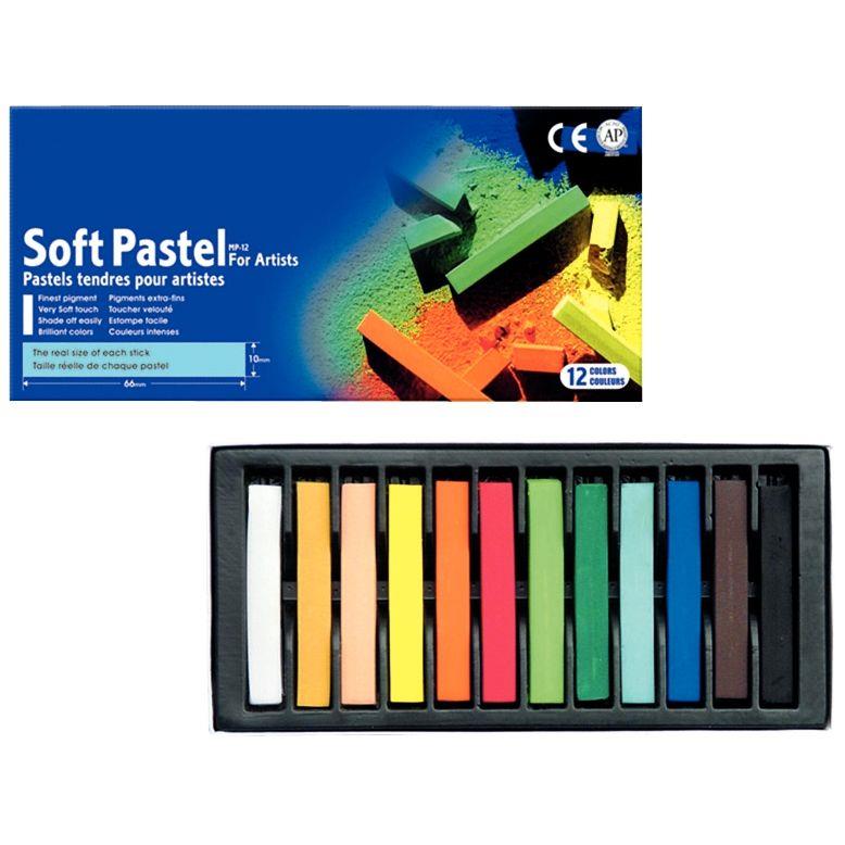 Image de  Boîte de 12 pastels sec carré assorties 