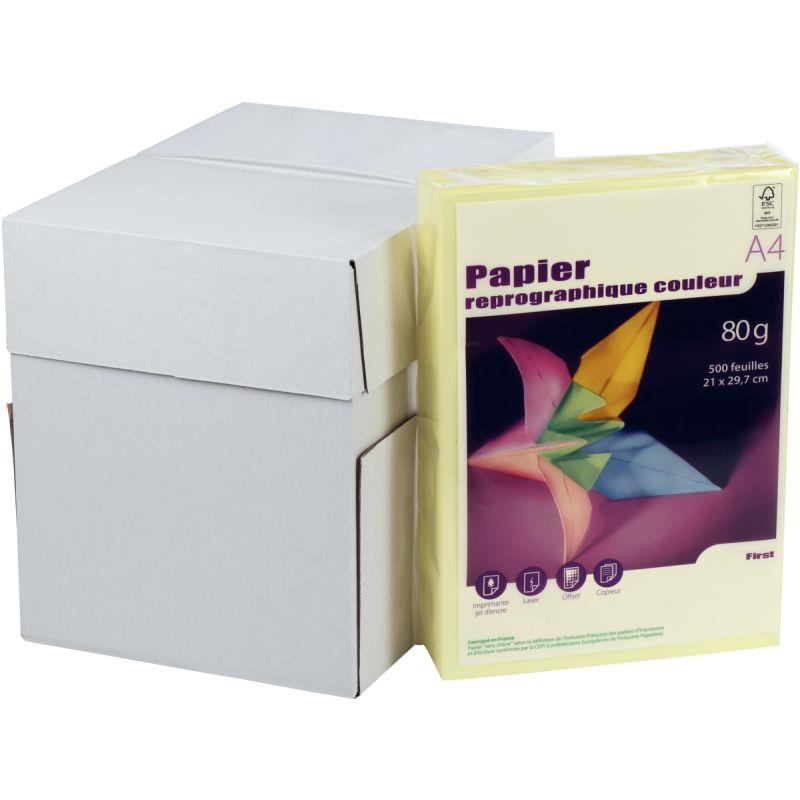 Image de  Carton de 5 ramettes de 500 feuilles format A4 80g jaune FIRST 