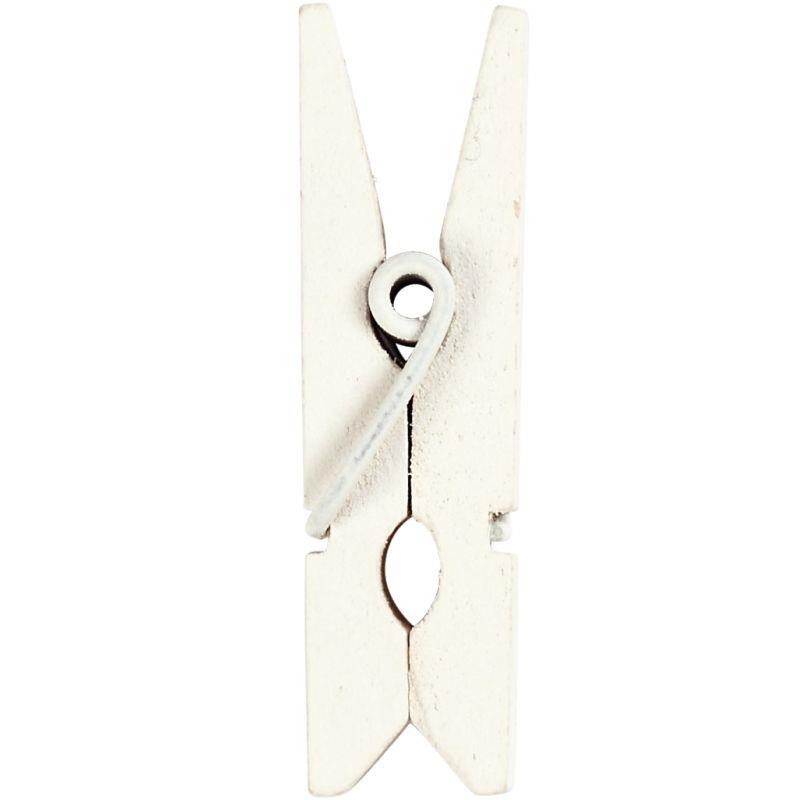 Image de  Lot de 20 pinces à linge en bois blanc 