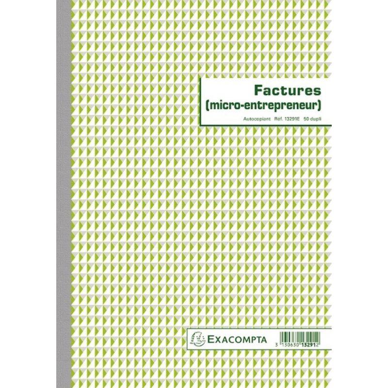 Image de  Manifold Facture micro-entrepreneur format 21x29.7cm 50 duplicatas autocopiants 