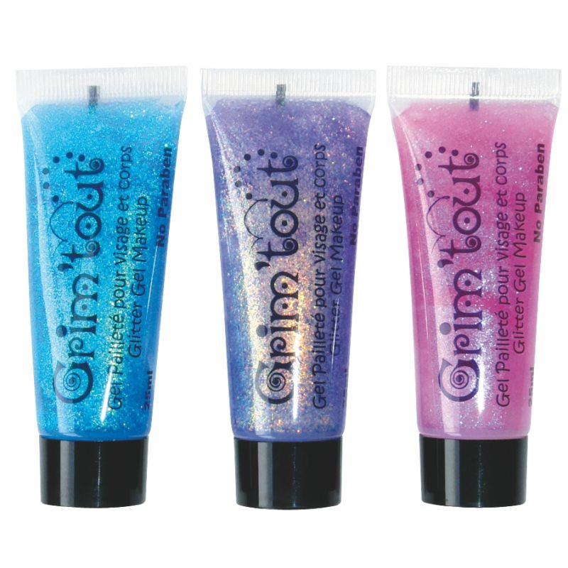 Image de  Lot de 3 tubes de gel pailleté pour visage et corps 