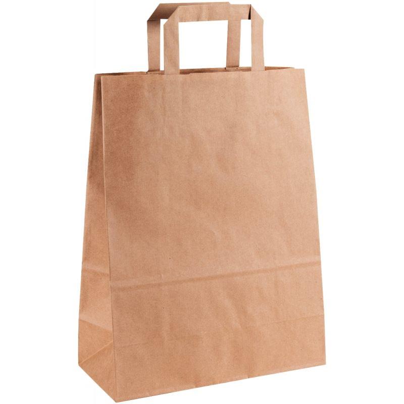 Image de  Carton de 200 sacs kraft brun 26+12x34cm poignées plates 