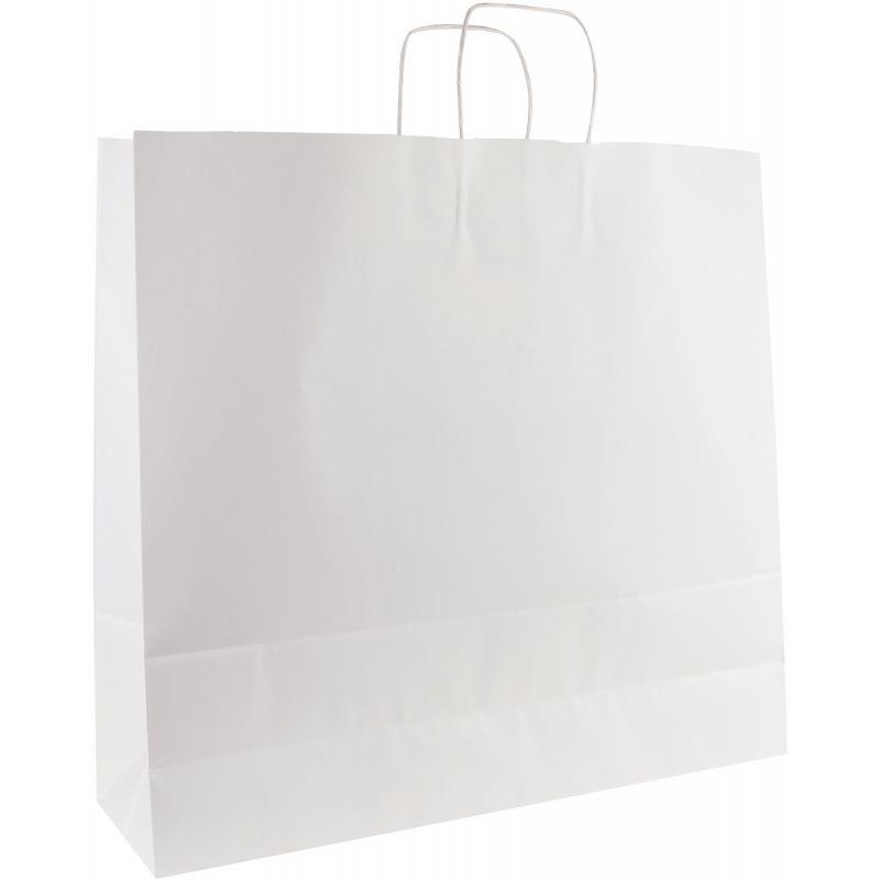 Image de  Carton de 100 sacs kraft blanc 40+16x45cm poignées torsadées 