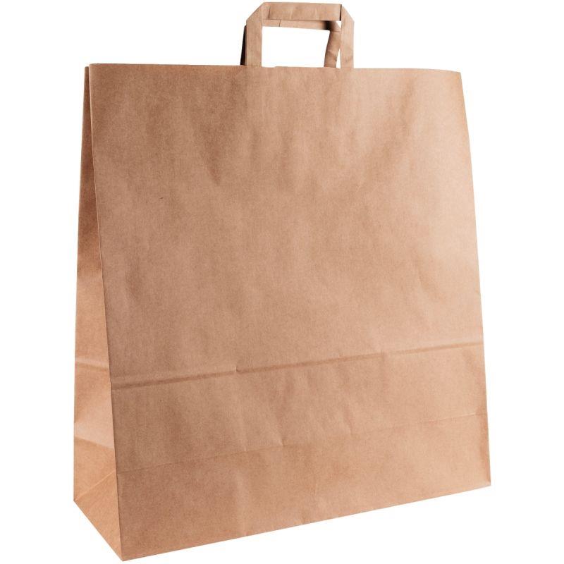 Image de  Carton de 100 sacs kraft brun 45+17x48cm poignées plates 