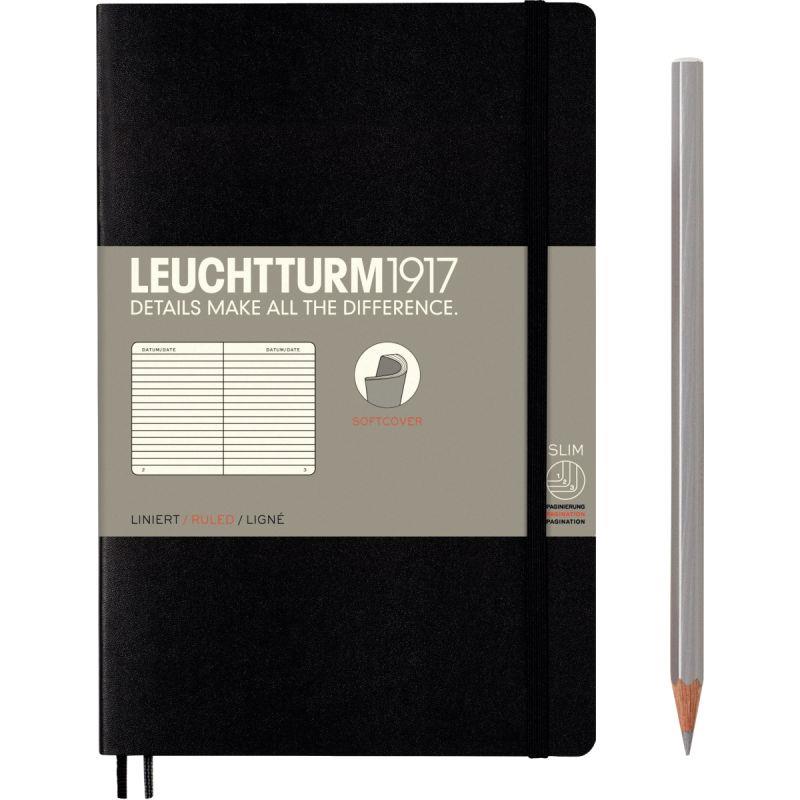 Image de  Carnet de note format B6+ couverture souple ligné coloris noir 