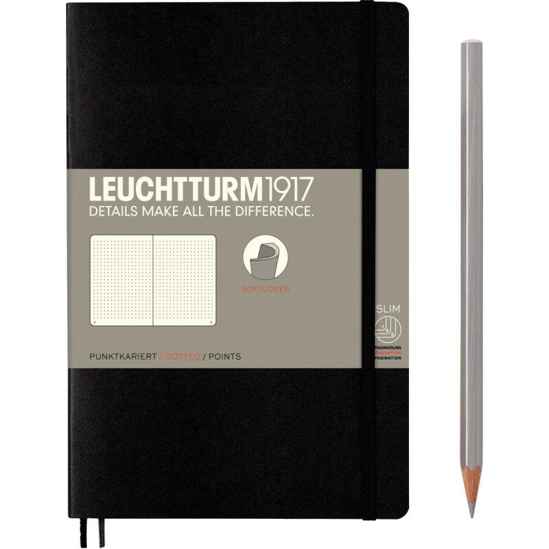 Image de  Carnet de note format B6+ couverture souple pointillé coloris noir 