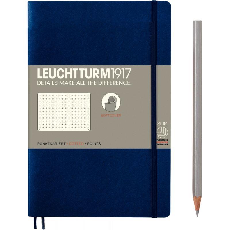 Image de  Carnet de note format B6+ couverture souple pointillé coloris marine 
