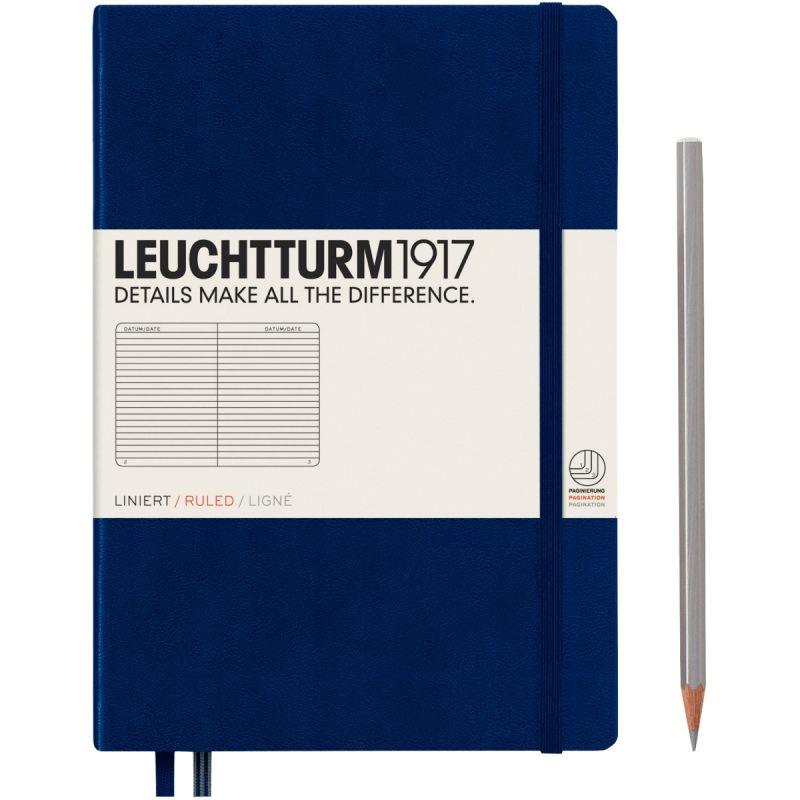 Image de  Carnet de note format A5 couverture rigide ligné coloris marine 