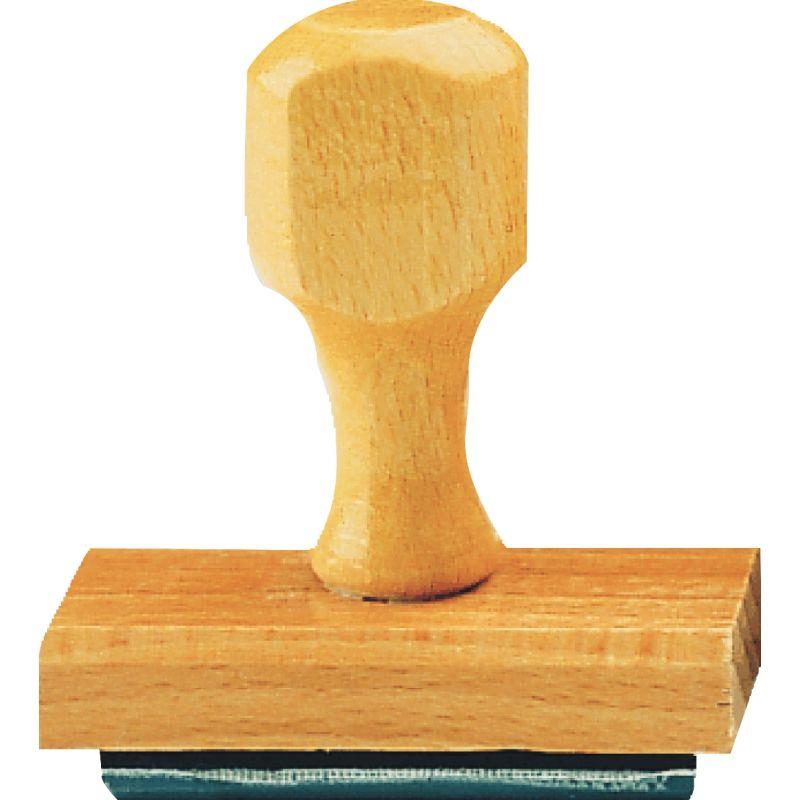Image de  Timbre monture en bois, plaque caoutchouc, avec texte de 1 ligne 