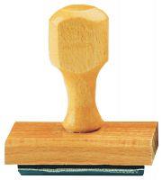 Image de  Timbre monture en bois, plaque caoutchouc, avec texte de 2 lignes 