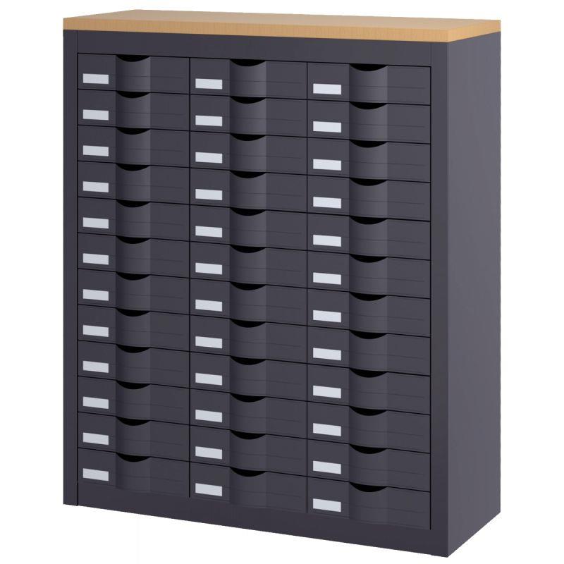 Image de  Comptoir 3 colonnes 36 tiroirs anthracite 