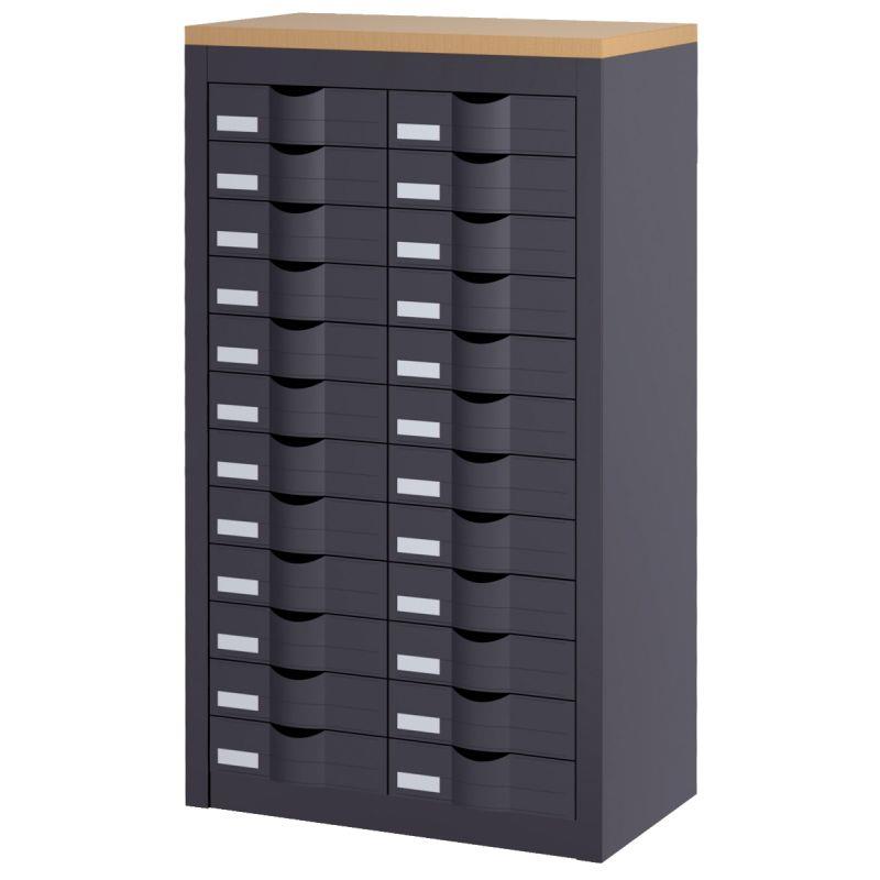 Image de  Comptoir 2 colonnes 24 tiroirs anthracite 