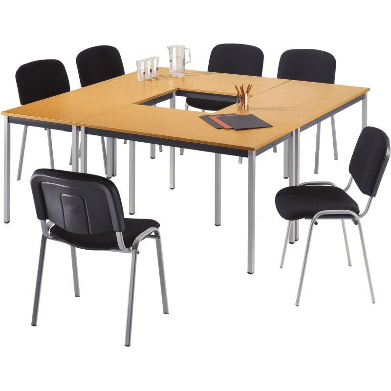 Image de  Table modulaire rectangulaire L160xP80cm plateau chêne naturel/piétement alu 