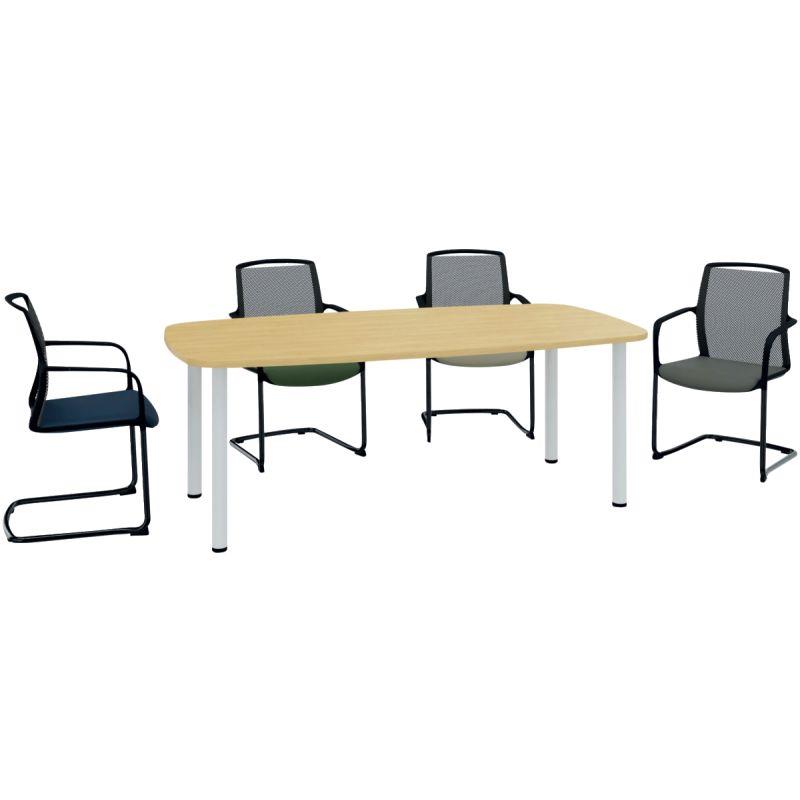 Image de  Table ovale L200xP100cm 4 pieds plateau chêne naturel/piètement alu 