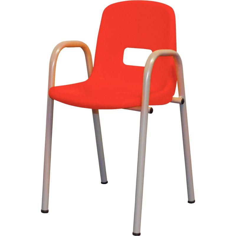 Image de  Chaise coque polypropylène avec accoudoirs T0 rouge 