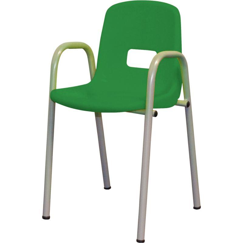 Image de  Chaise coque polypropylène avec accoudoirs T1 vert 