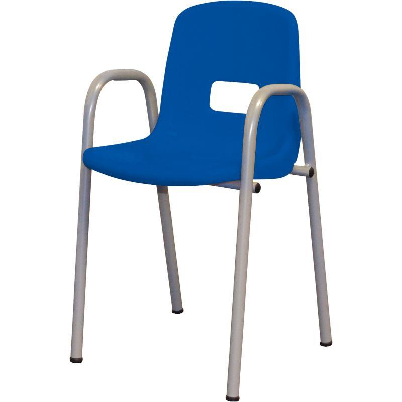 Image de  Chaise coque polypropylène avec accoudoirs T1 bleu 