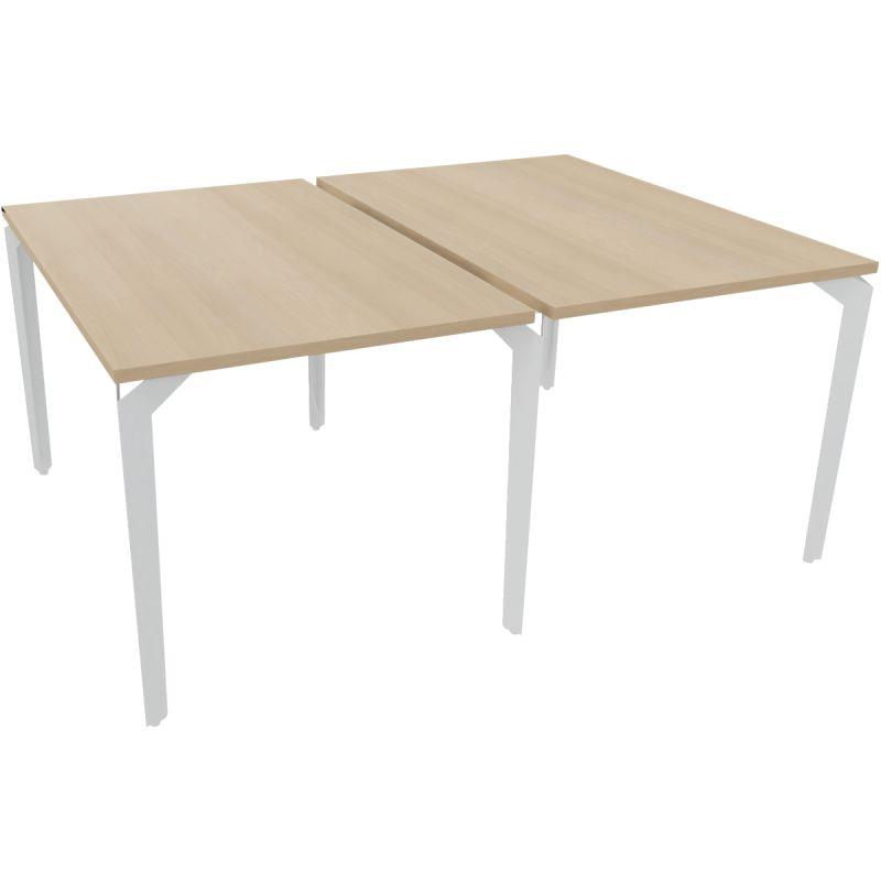 Image de  Bureau poste face à face élément départ L140 cm Paris plateau Acacia piètement Blanc 
