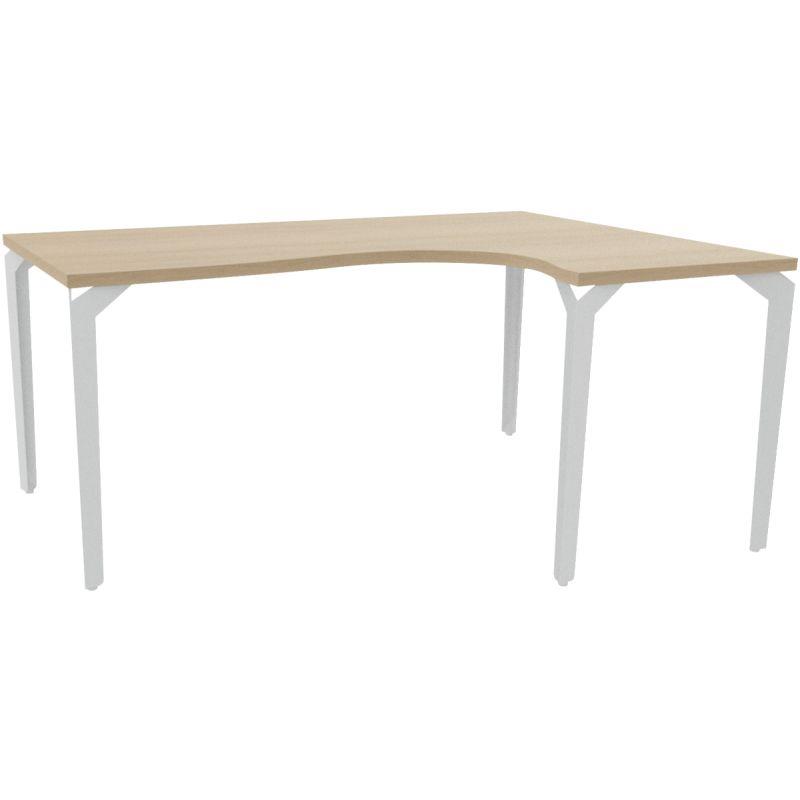 Image de  Bureau plan compact 90° asymétrique gauche L160 cm x P120 cm Paris plateau Acacia piètement Blanc 