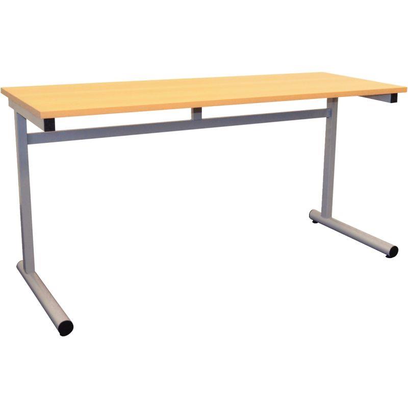 Image de  Table fixe 2 places 130x50cm T5 gris alu 