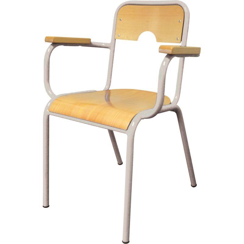 Image de  Chaise du professeur avec accoudoirs T6 gris alu 