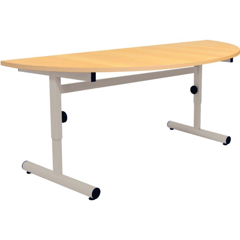 Image de  Table 1/2 lune 120x60cm T1 à T3 gris alu 