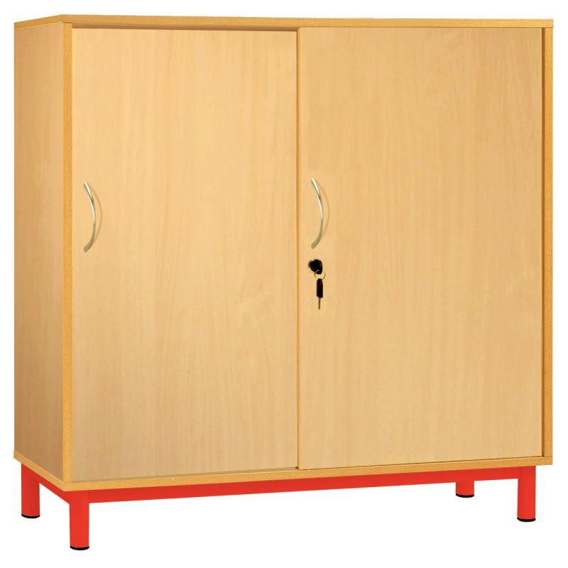 Image de  Armoire basse portes coulissantes 100x120x42cm rouge 