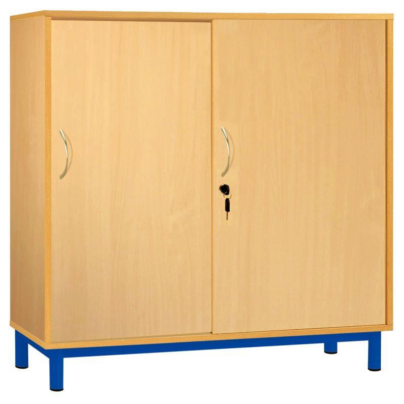Image de  Armoire basse portes coulissantes 100x120x42cm bleu 