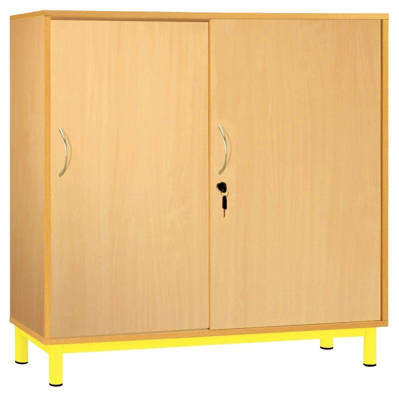 Image de  Armoire basse portes coulissantes 100x120x42cm jaune 