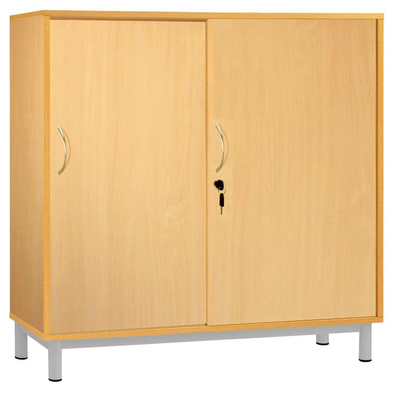 Image de  Armoire basse portes coulissantes 100x120x42cm gris alu 