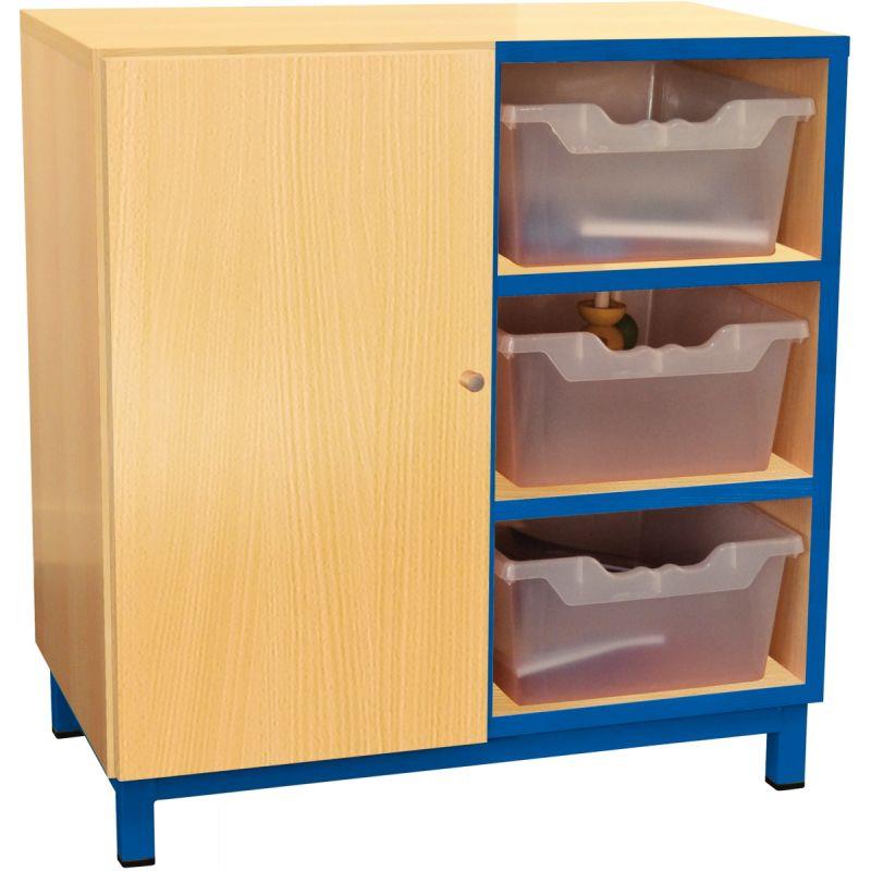 Image de  Meuble 6 cases + 1 porte bleu 
