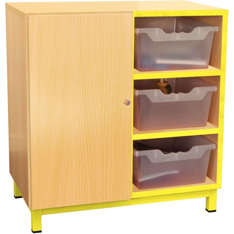 Image de  Meuble 6 cases + 1 porte jaune 
