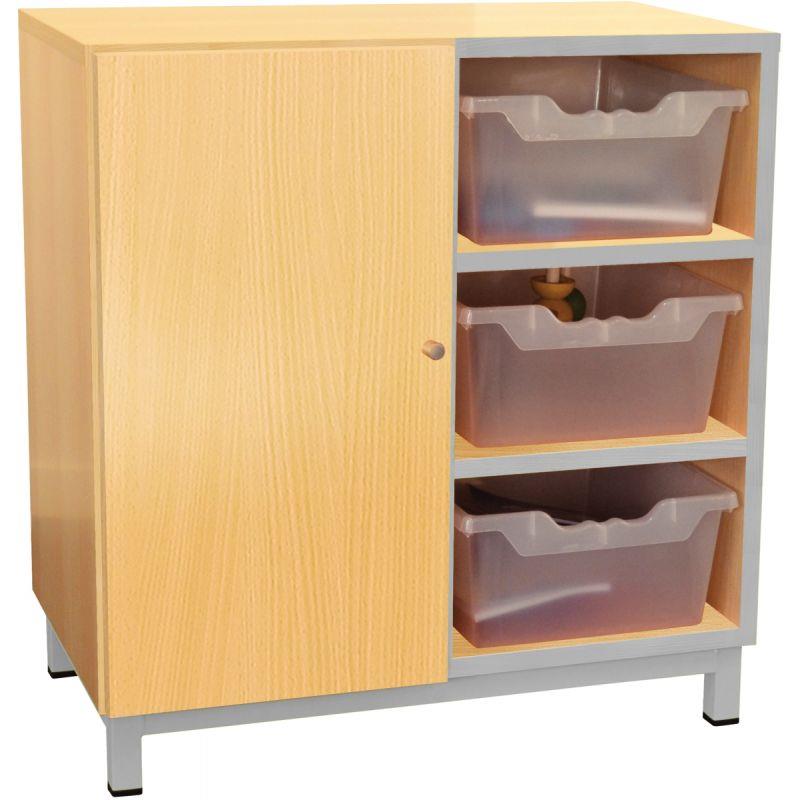Image de  Meuble 6 cases + 1 porte gris alu 