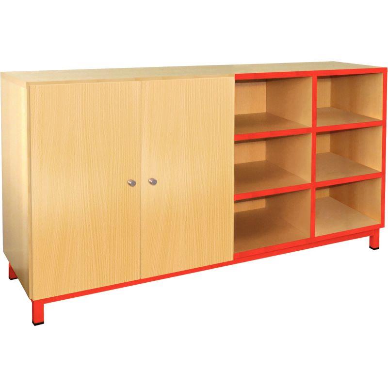 Image de  Meuble 12 cases 2 portes rouge 