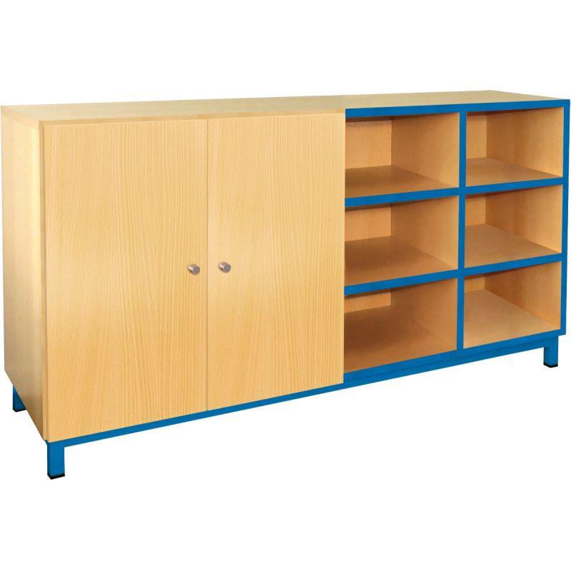 Image de  Meuble 12 cases 2 portes bleu 
