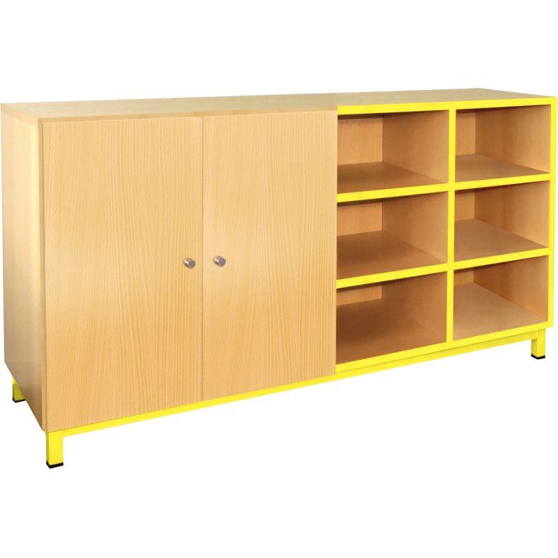 Image de  Meuble 12 cases 2 portes jaune 