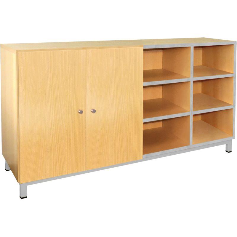 Image de  Meuble 12 cases 2 portes gris alu 