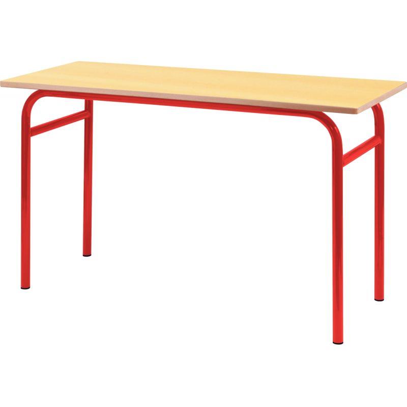 Image de  Table fixe 4 pieds 130x50cm T5 rouge 
