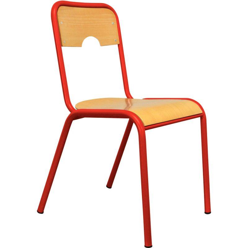 Image de  Chaise 4 pieds assise et dos encastrés T4 rouge 